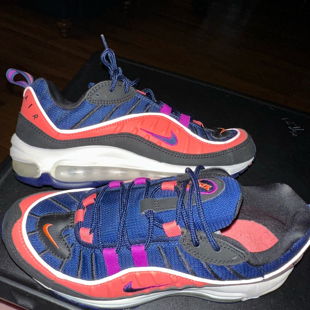 Nike Women's Air Max 98 Blue and Purple Sneakers - Picture 5 of 6